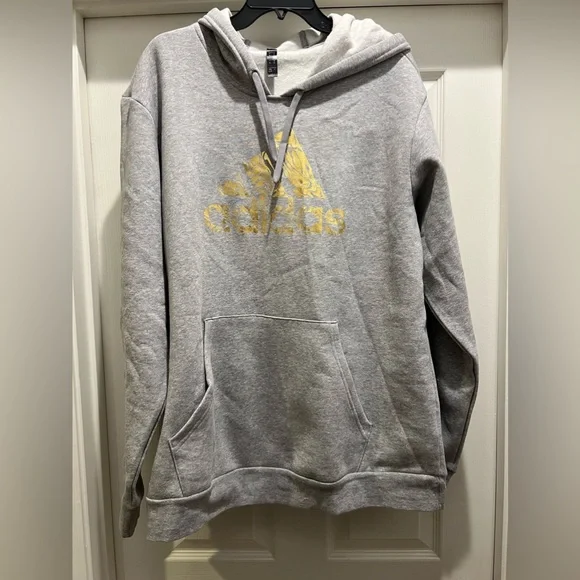 Foil Badge Adidas Grey And Gold Hoodie Adidas Shirts Nwt Adidas